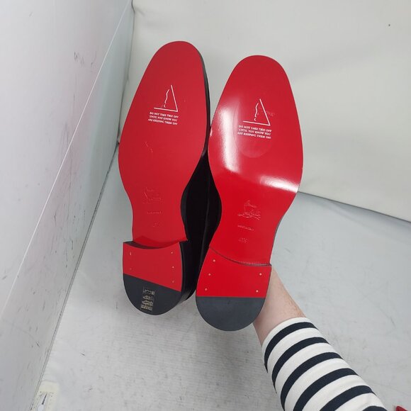 CHRISTIAN LOUBOUTIN Black Mens Chambelimoc Night Strass Velvet Loafer Shoe - Picture 2 of 11